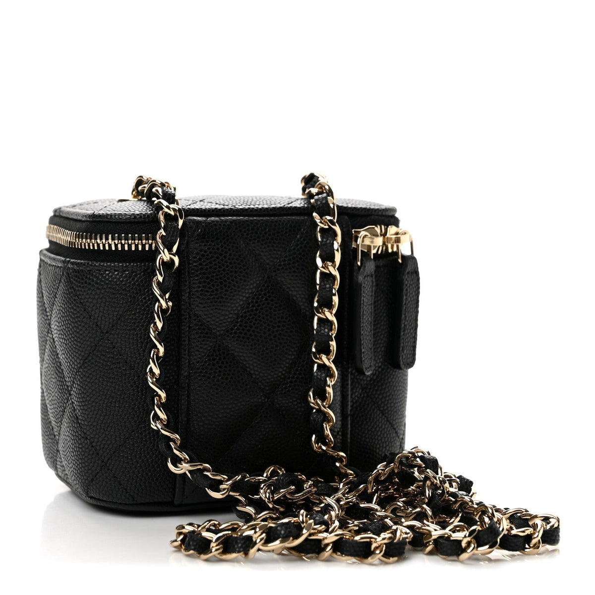 Mini Quilted Caviar Handbag - Black