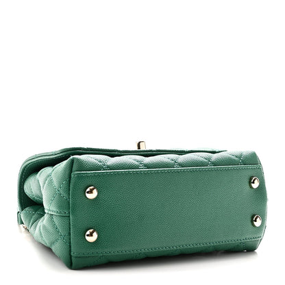 Mini Quilted Caviar Flap Shoulder Bag - Green