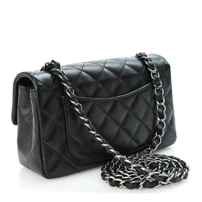 Mini Quilted Caviar Flap Shoulder Bag - Tan