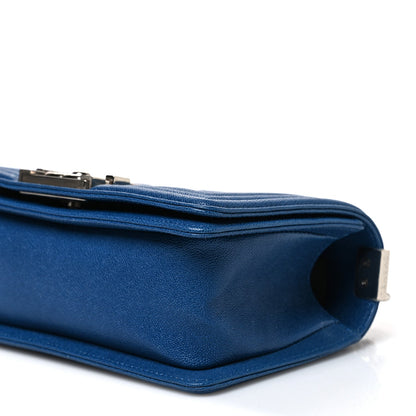 Small Quilted Caviar Flap Shoulder Bag - Blue