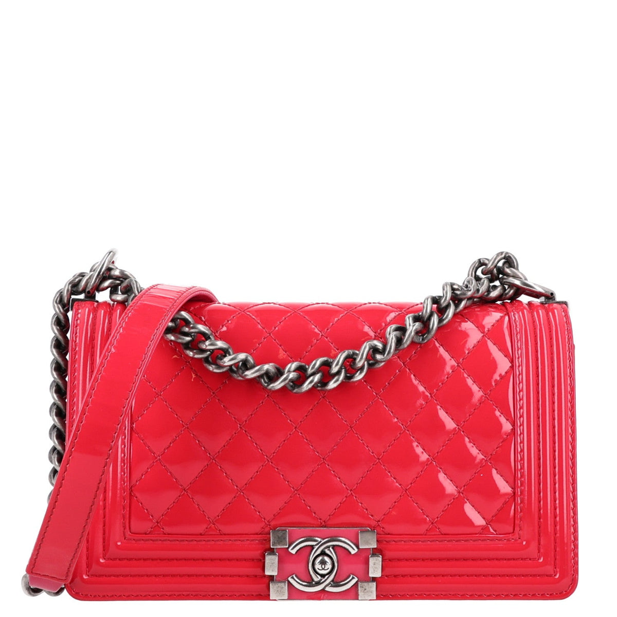 Medium Quilted Calfskin Flap Shoulder Bag - Pink