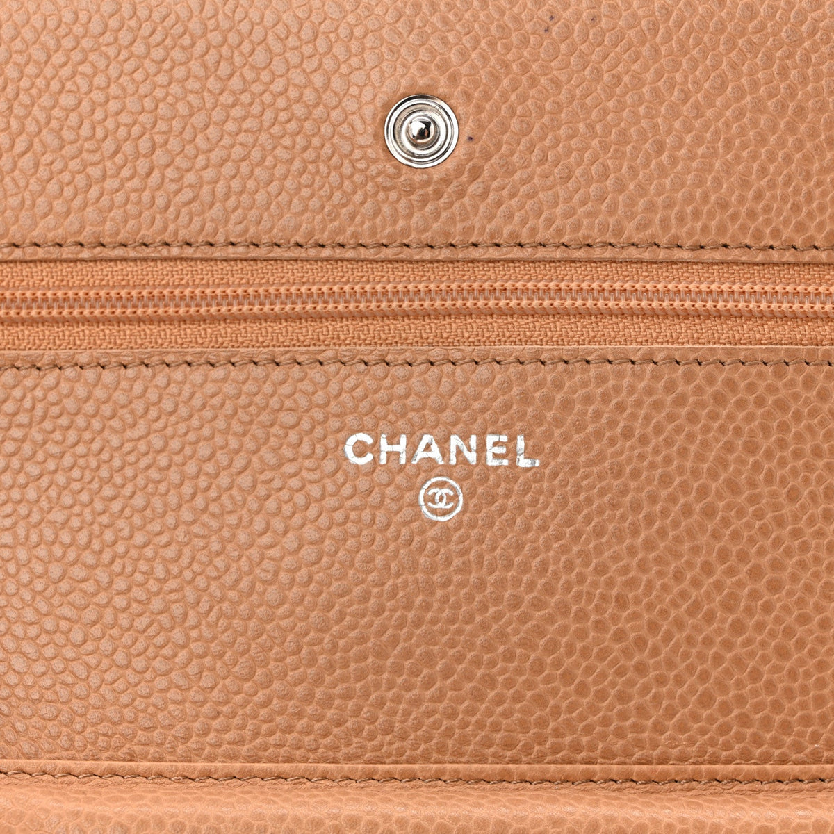 Quilted Caviar Wallet Bag - Beige