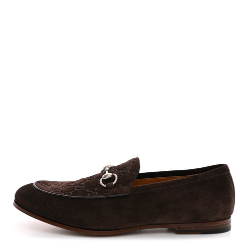 Luxury Suede GG Monogram Horsebit Jordy Loafers 8 Night Cocoa