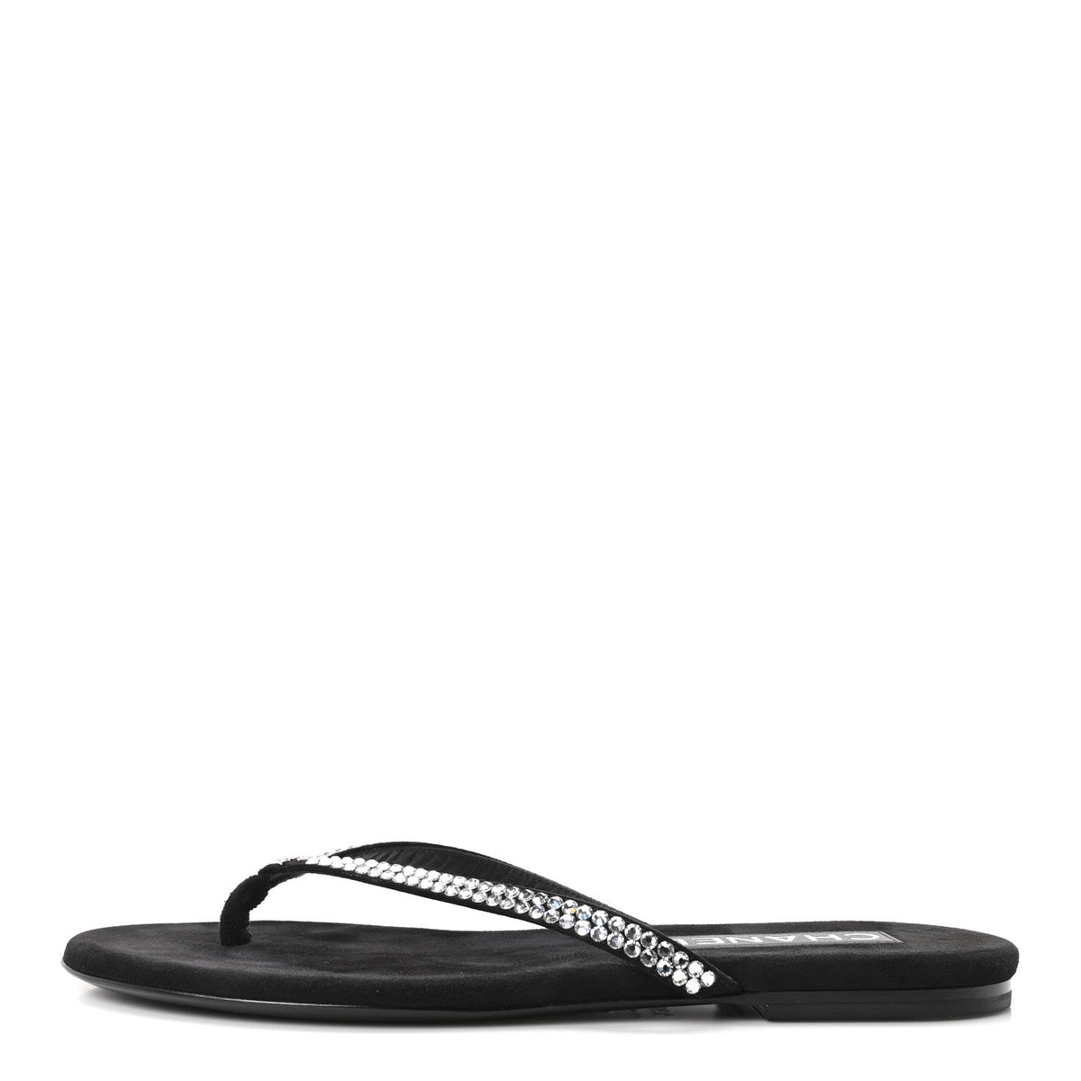 Velvet Crystal CC Thong Sandals Black