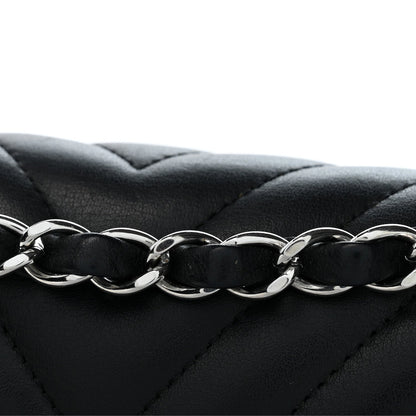Medium Quilted Lambskin Flap Shoulder Bag - Black