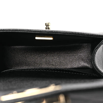 Mini Quilted Caviar Flap Shoulder Bag - Black