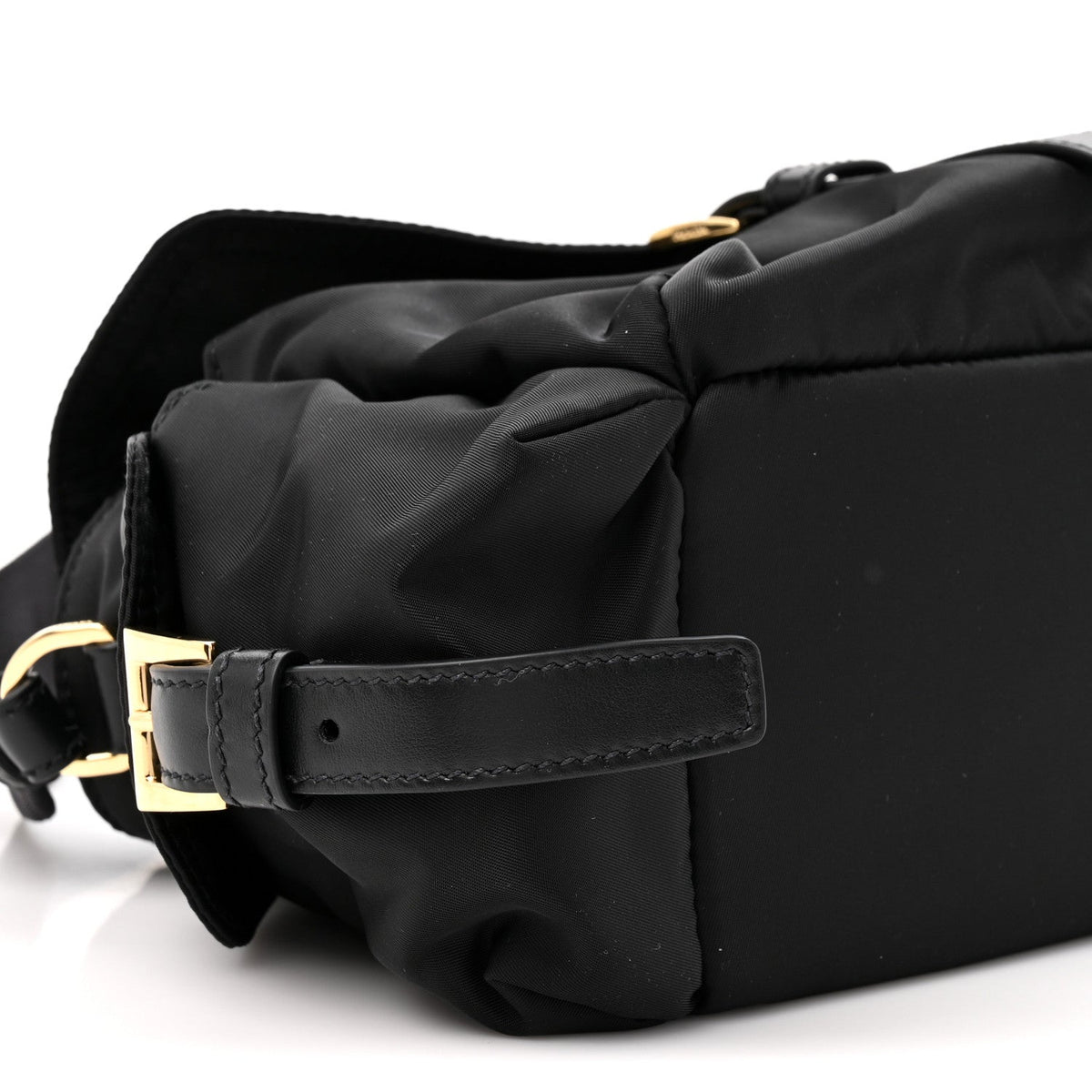 Medium Nylon Shoulder Bag - Black