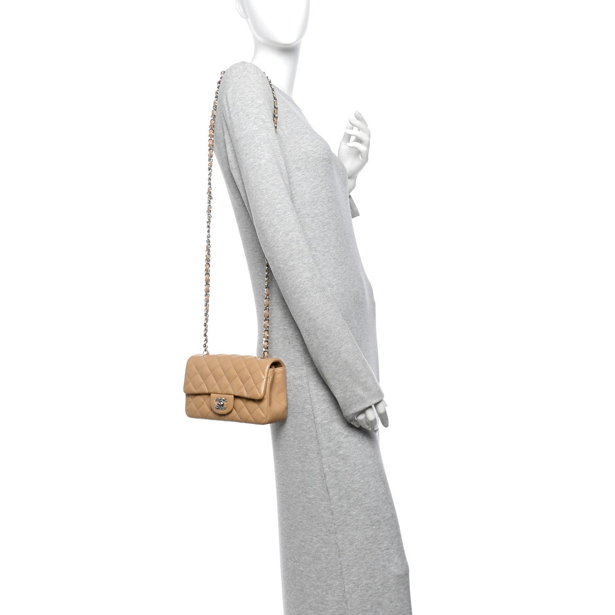 Mini Quilted Lambskin Flap Shoulder Bag - Tan