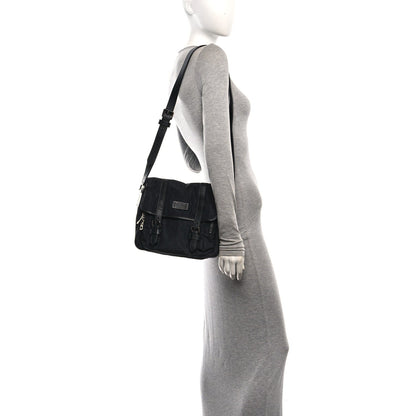 Nylon Flap Shoulder Bag - Black