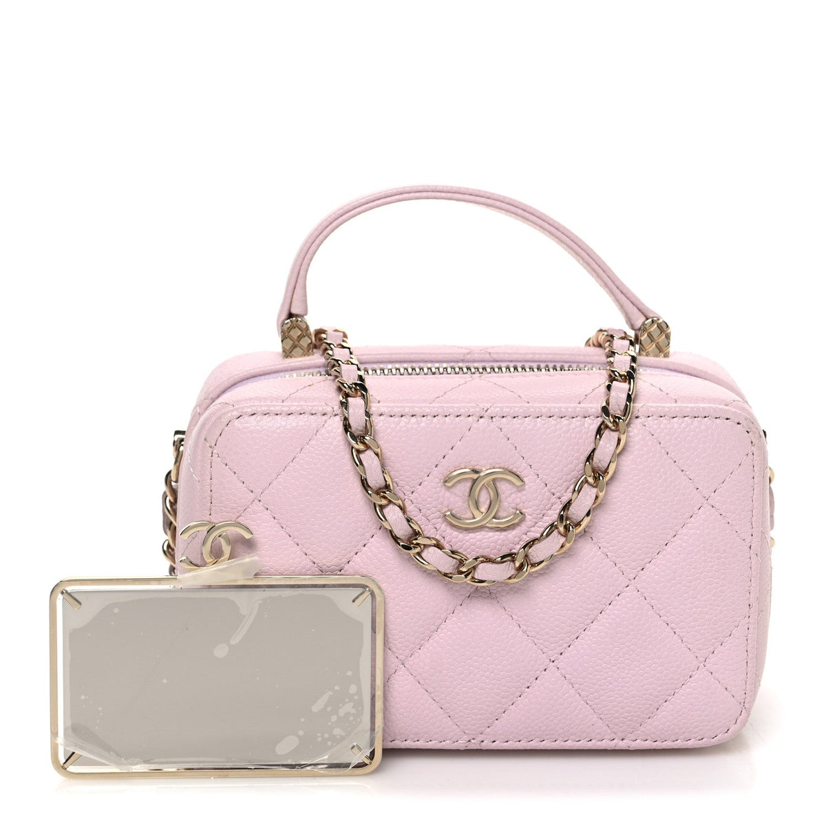 Quilted Caviar Handbag - Pink