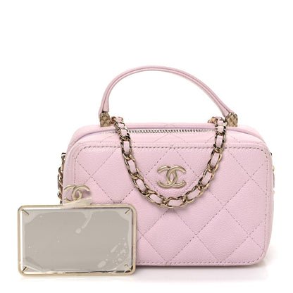 Quilted Caviar Handbag - Pink