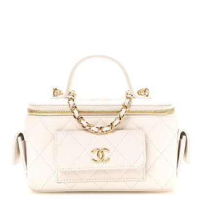 Quilted Caviar Handbag - White