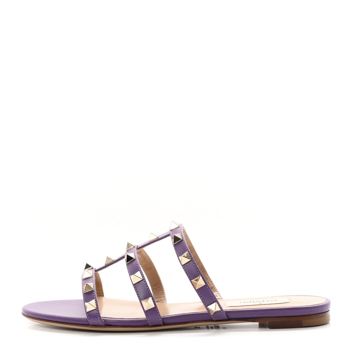 Garavaninappa Rockstud Caged Flat Slide Sandals Indian Violet