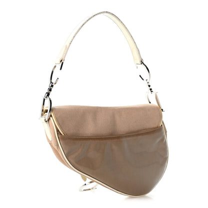 Calfskin Canvas Handbag - Beige