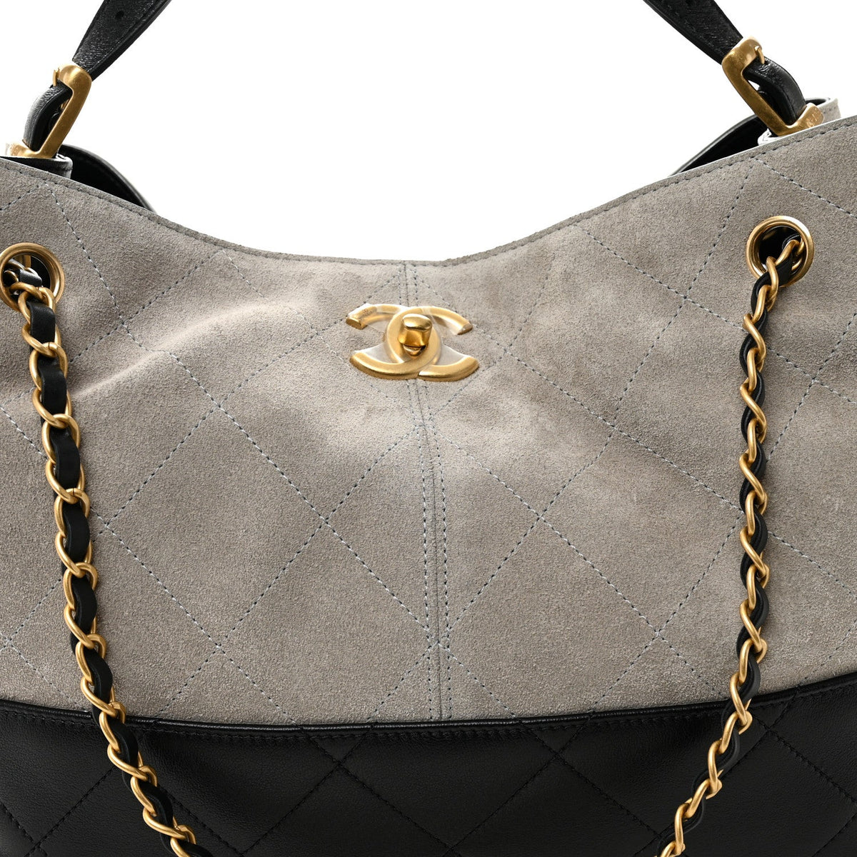 Small Quilted Lambskin Handbag - Grey