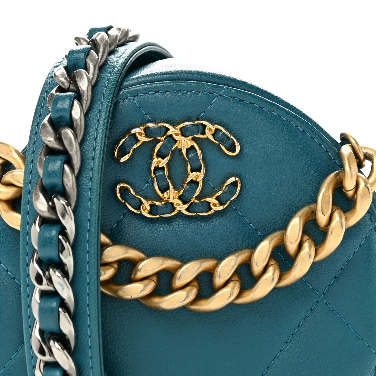 Quilted Goatskin Clutch Bag - Blue