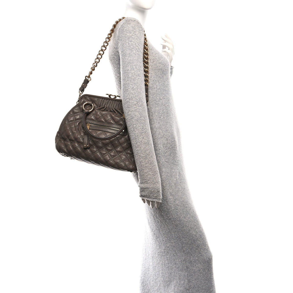 Quilted Calfskin Handbag - Brown