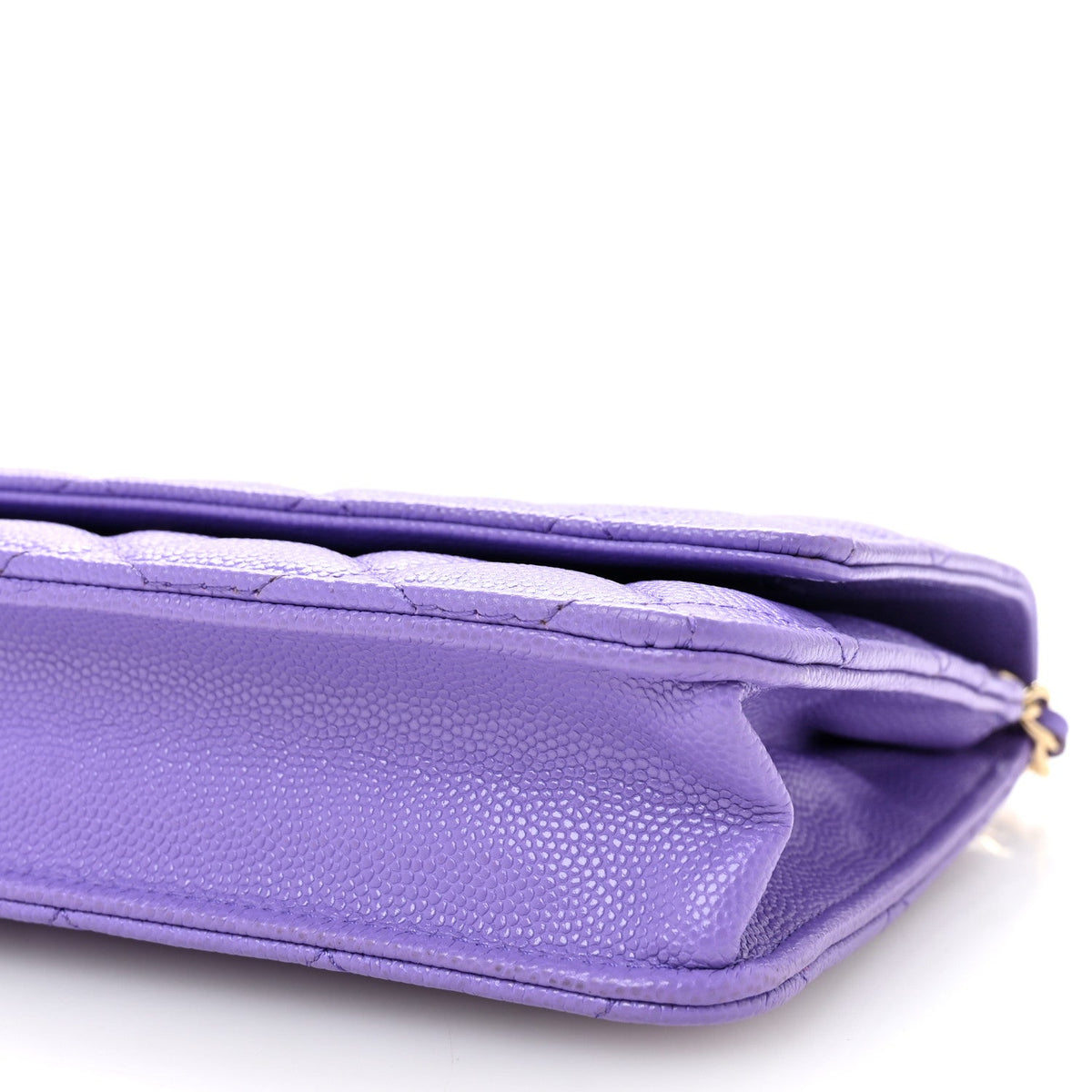 Quilted Caviar Wallet Bag - Purple
