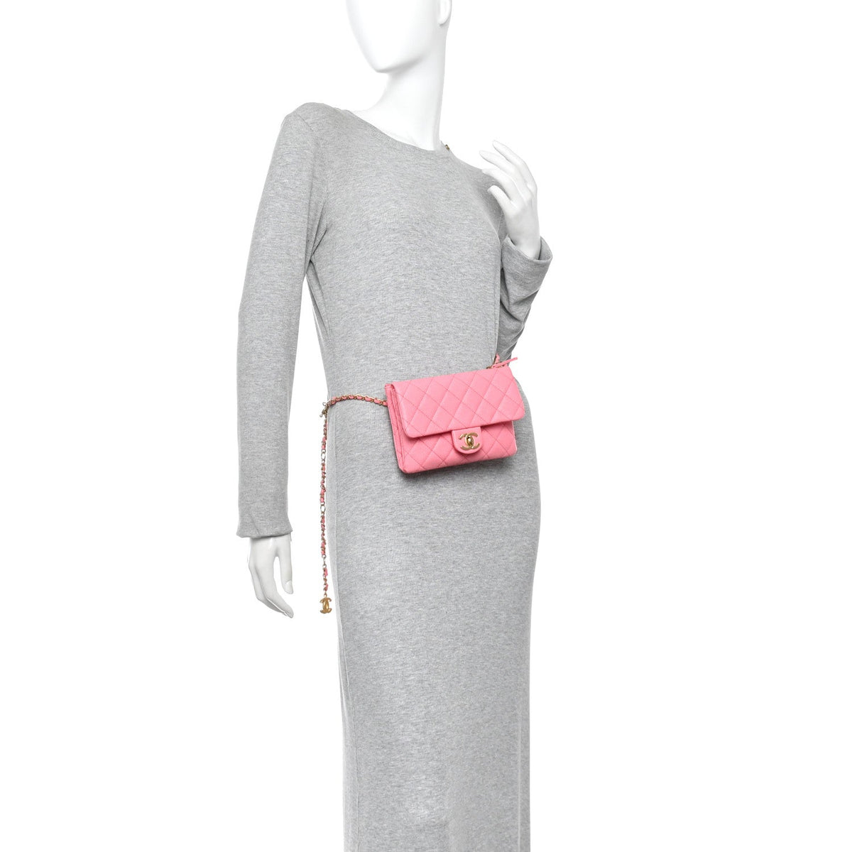 Caviar Flap Shoulder Bag - Pink