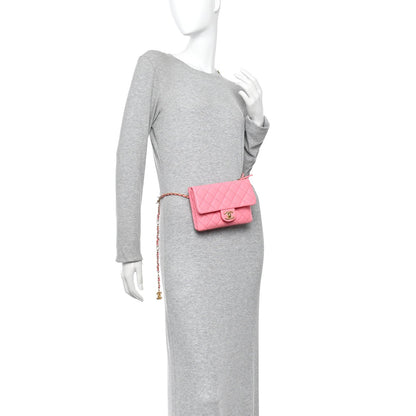 Caviar Flap Shoulder Bag - Pink