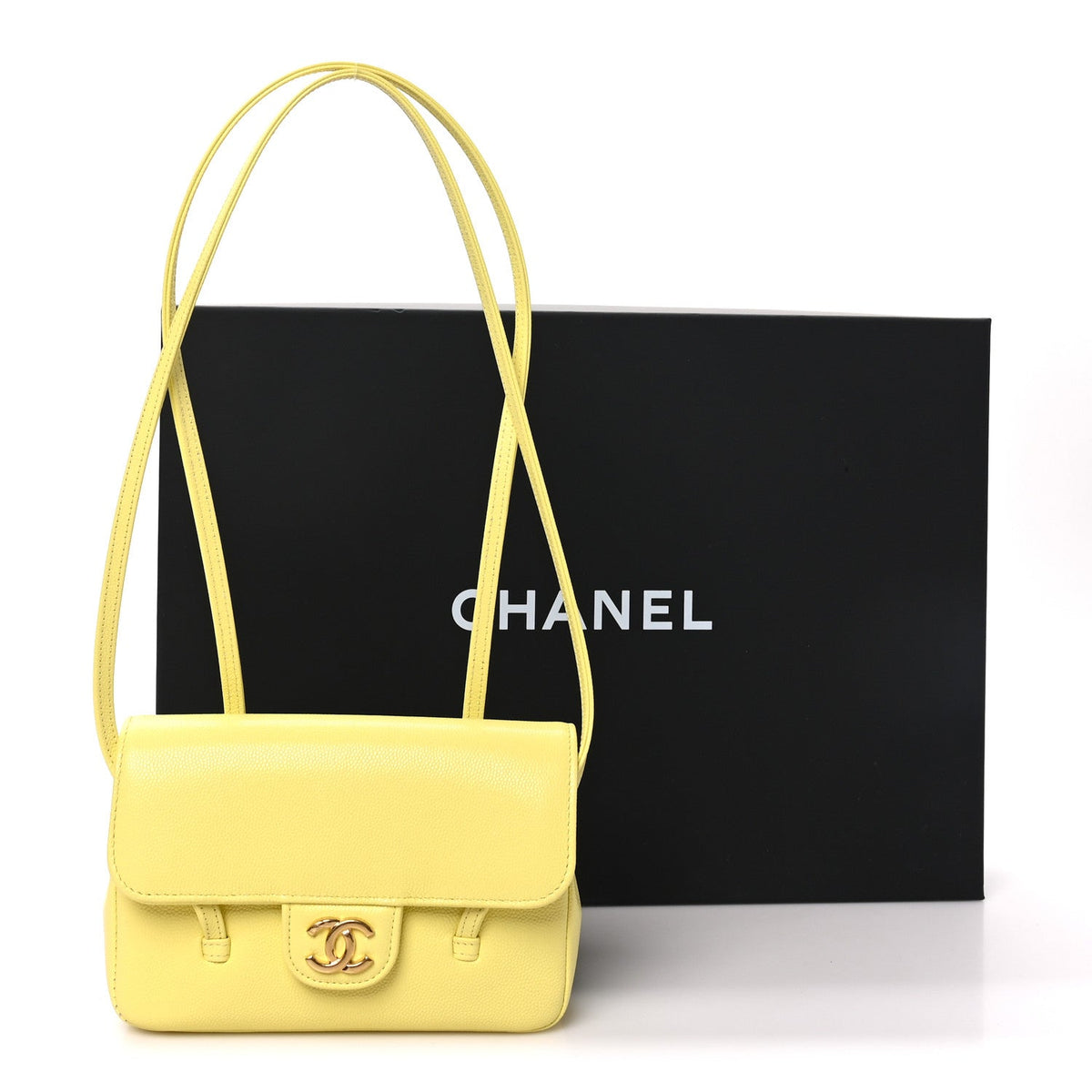 Mini Caviar Shoulder Bag - Yellow
