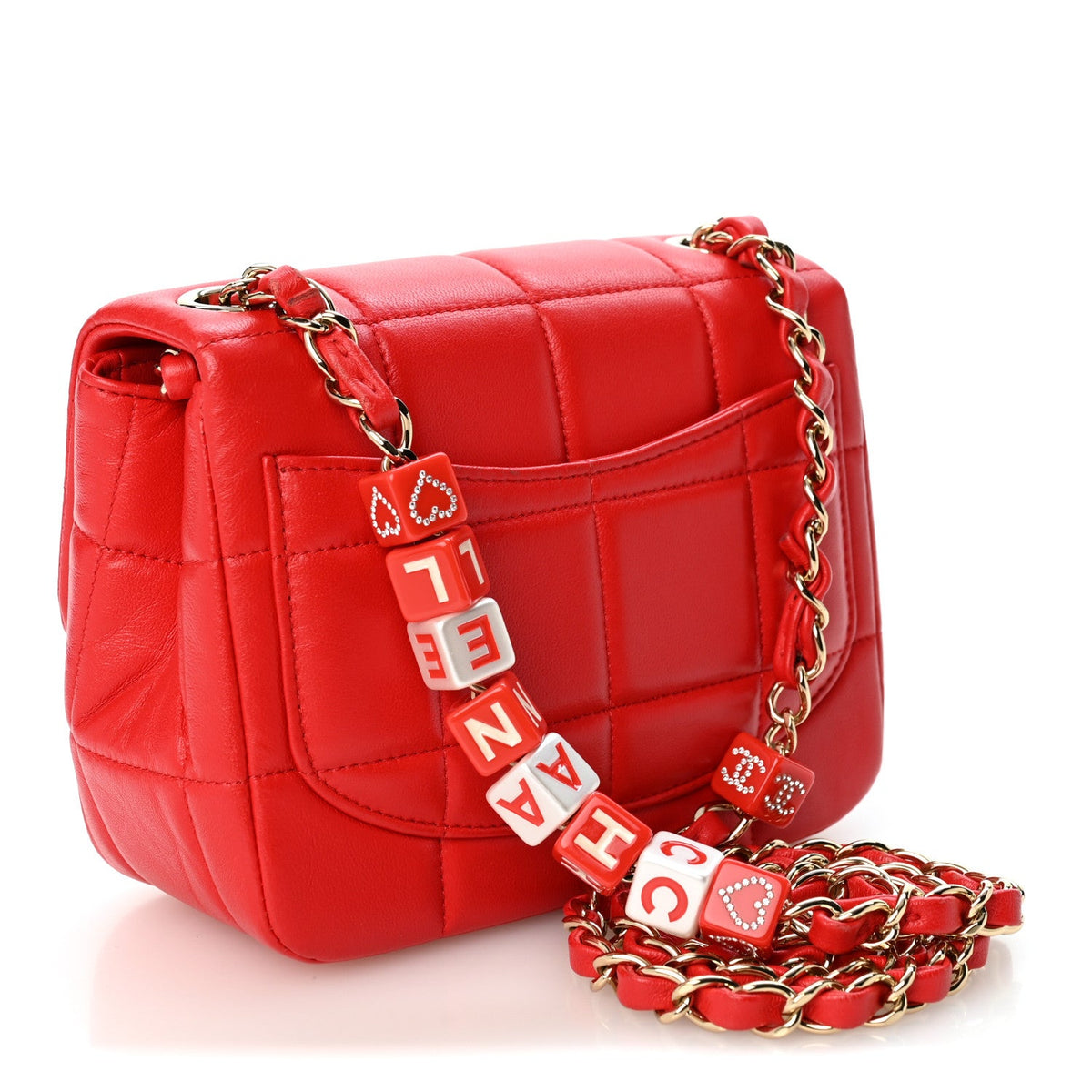 Mini Quilted Lambskin Flap Shoulder Bag - Red