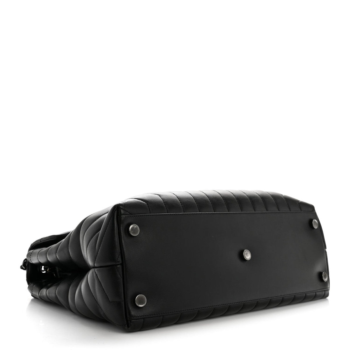 Large Quilted Calfskin Satchel Bag - Black