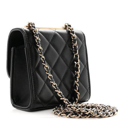 Mini Quilted Lambskin Wallet Bag - Black