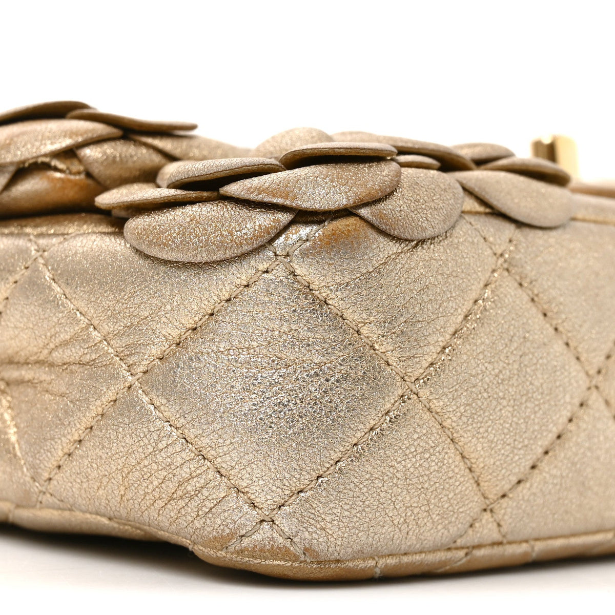Mini Quilted Lambskin Flap Shoulder Bag - Gold
