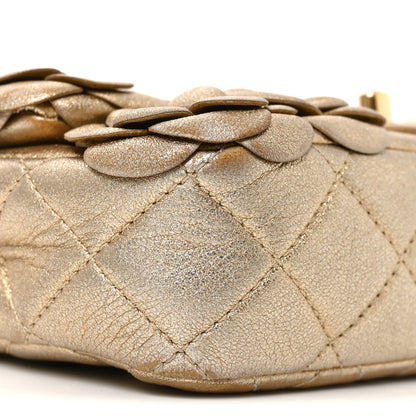 Mini Quilted Lambskin Flap Shoulder Bag - Gold