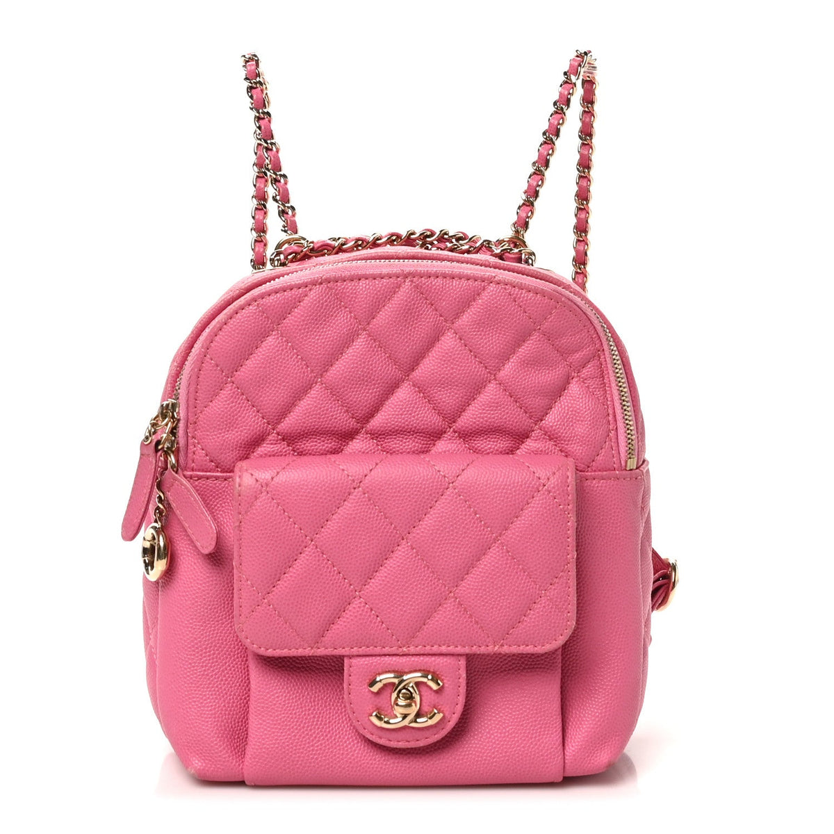Small Quilted Caviar Backpack - Pink