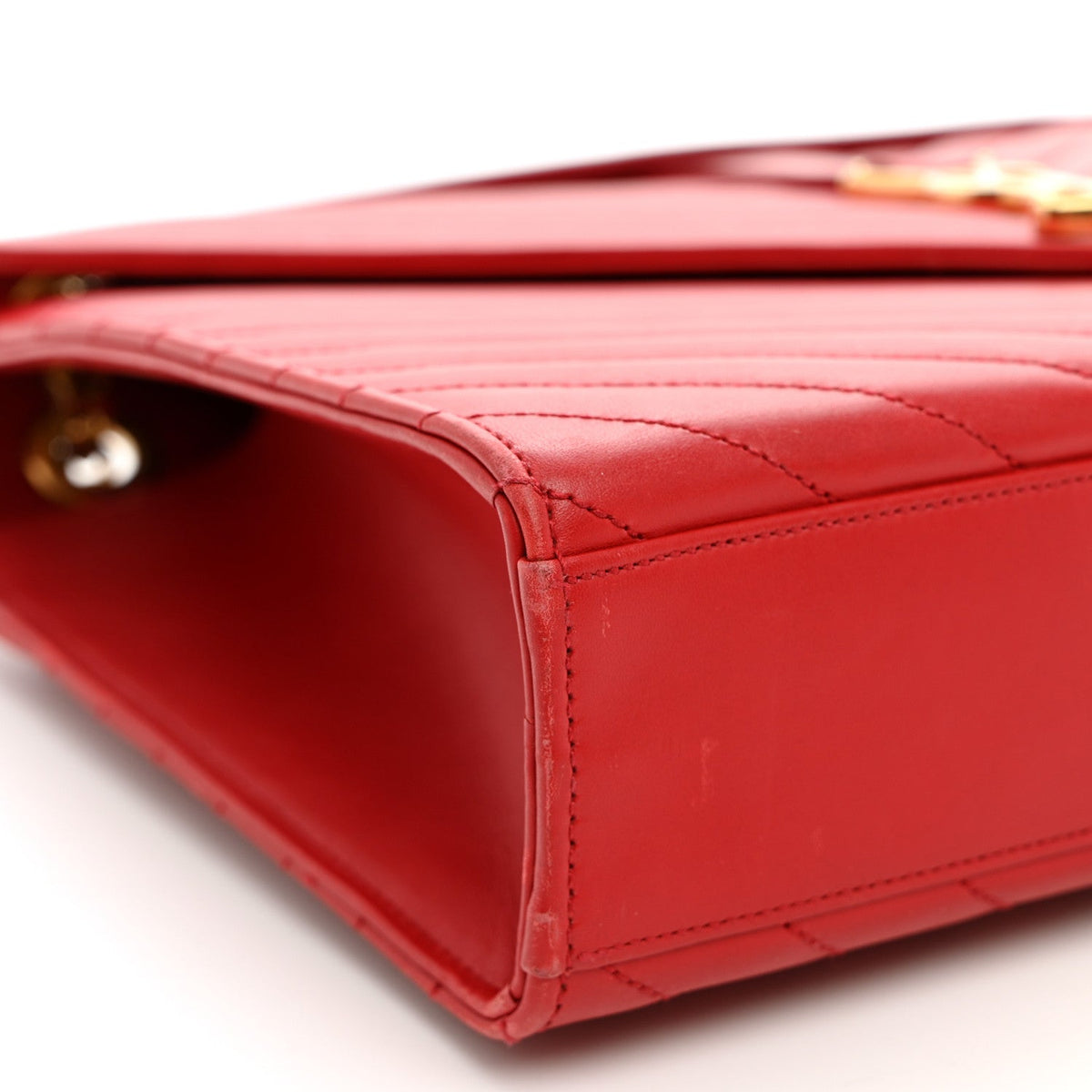 Large Calfskin Satchel Bag - Red