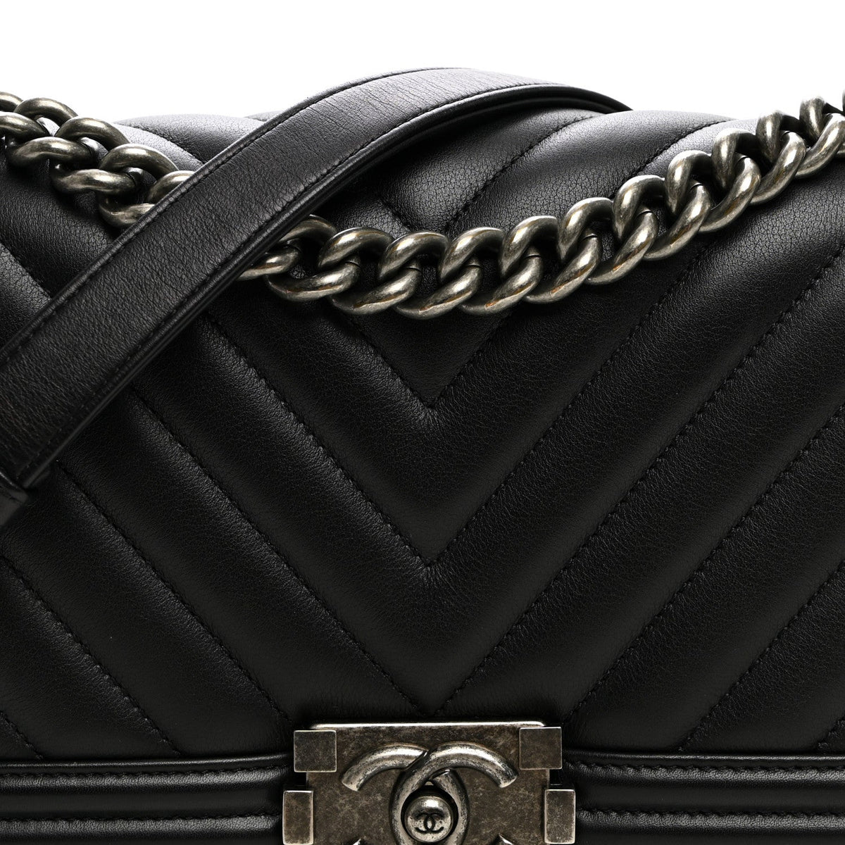 Medium Quilted Calfskin Flap Shoulder Bag - Black