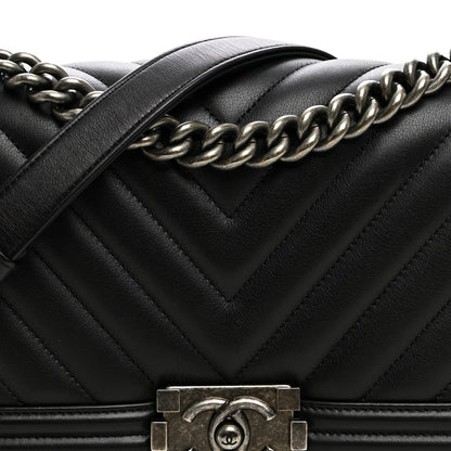 Medium Quilted Calfskin Flap Shoulder Bag - Black