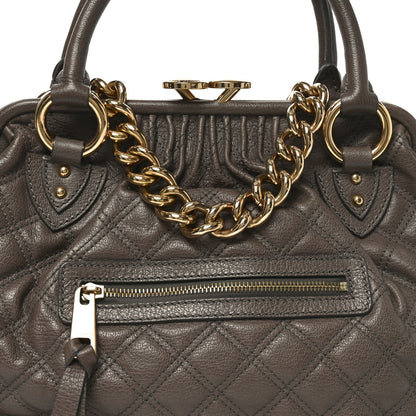 Quilted Calfskin Handbag - Brown