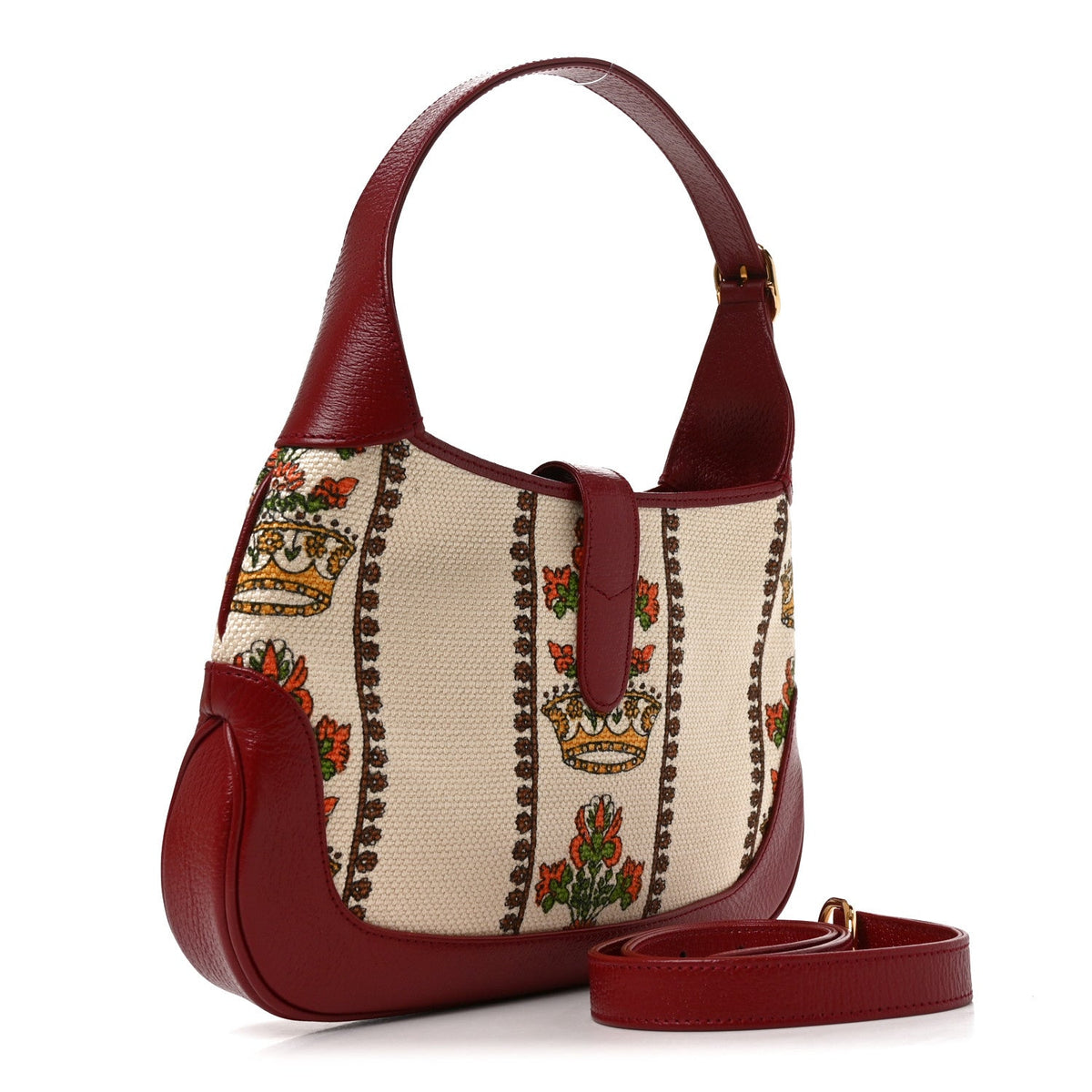 Small Calfskin Canvas Hobo Bag - Red