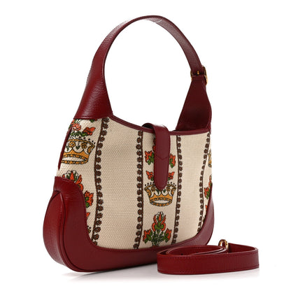 Small Calfskin Canvas Hobo Bag - Red