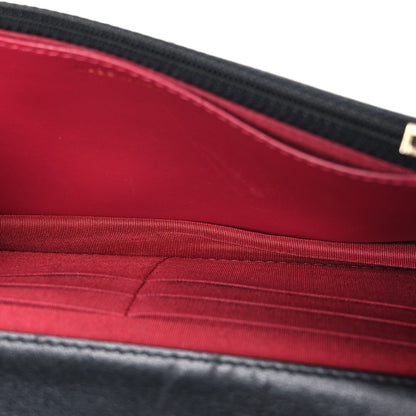 Quilted Goatskin Wallet Bag - Black