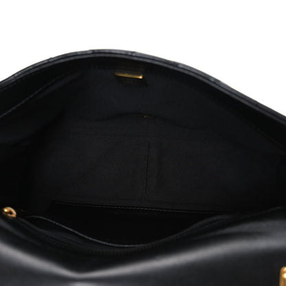 Large Quilted Lambskin Flap Shoulder Bag - Black