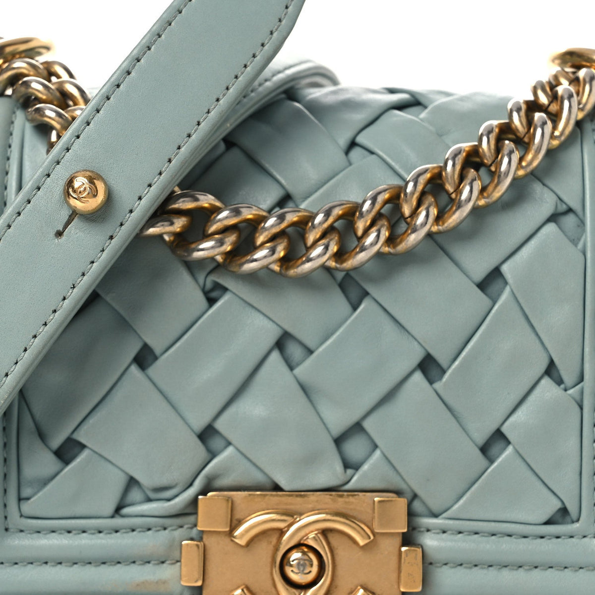 Mini Lambskin Flap Shoulder Bag - Light Blue
