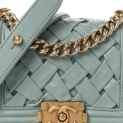 Mini Lambskin Flap Shoulder Bag - Light Blue