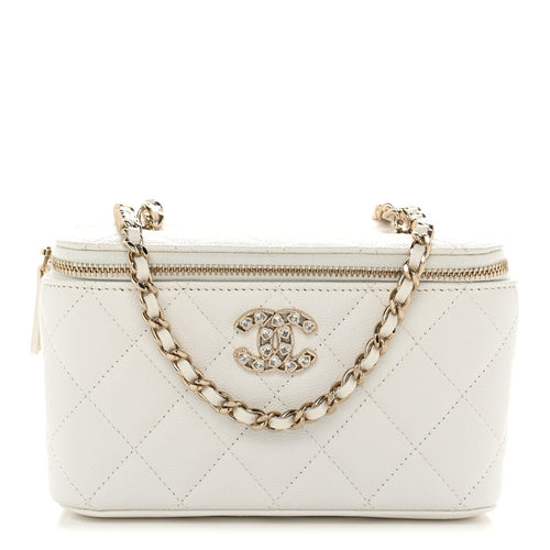 Small Quilted Caviar Handbag - White