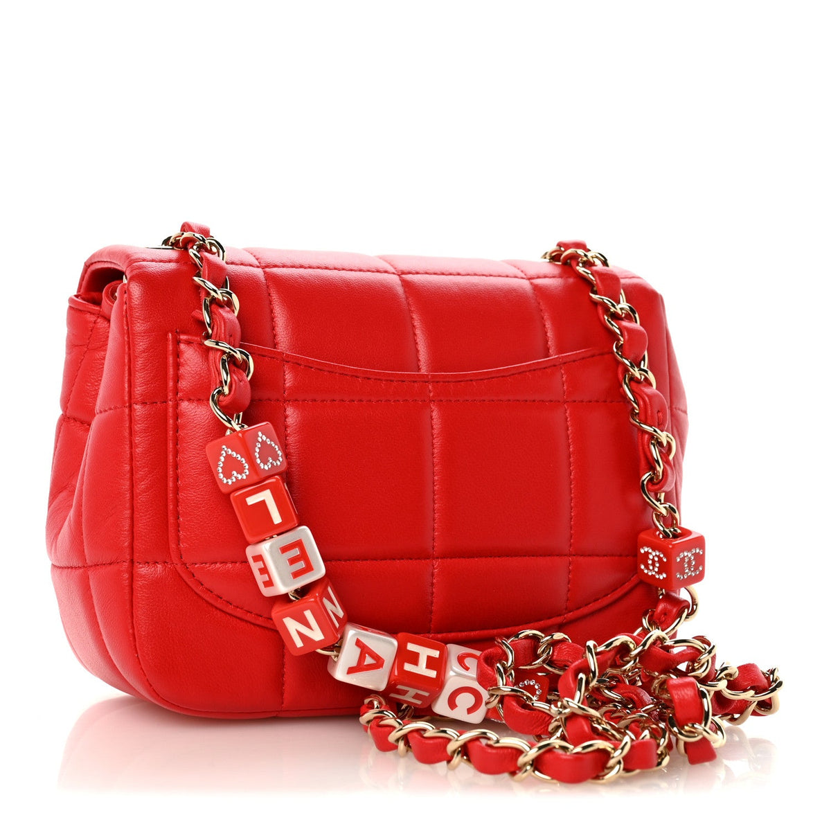 Mini Quilted Lambskin Flap Shoulder Bag - Red