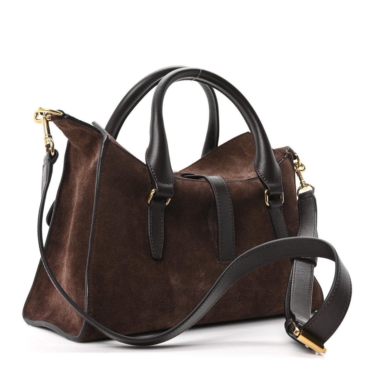 Small Suede Satchel Bag - Chocolate