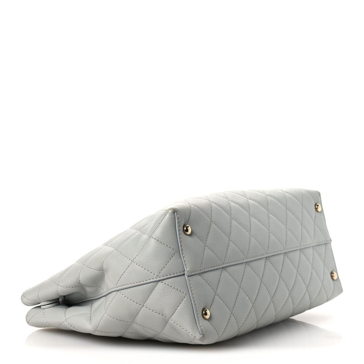 Small Quilted Caviar Tote Bag - Grey