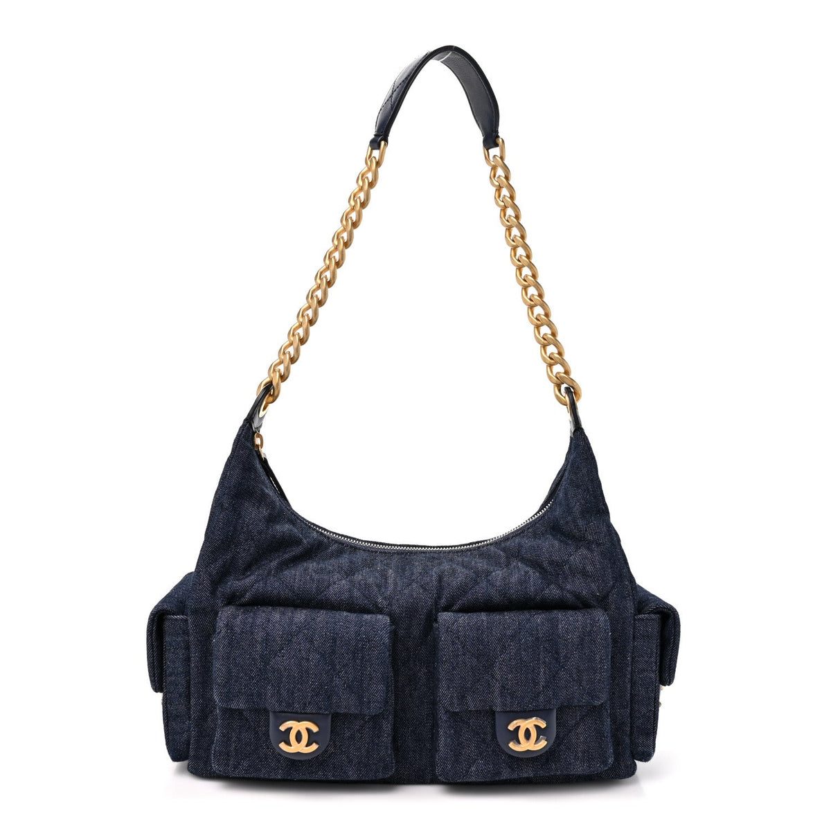 Large Quilted Hobo Bag - Blue