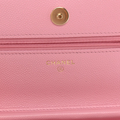 Quilted Caviar Wallet Bag - Pink