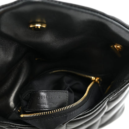 Quilted Lambskin Satchel Bag - Black