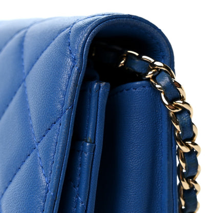 Quilted Lambskin Wallet Bag - Blue