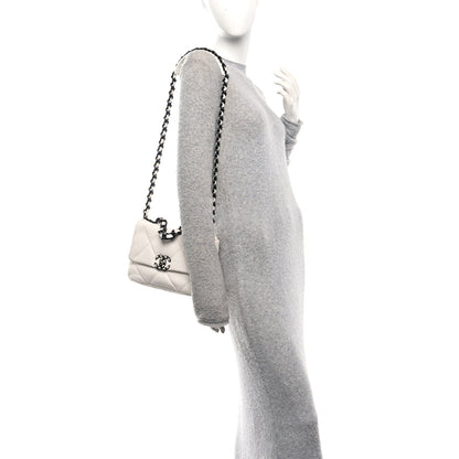 Medium Quilted Calfskin Flap Shoulder Bag - White